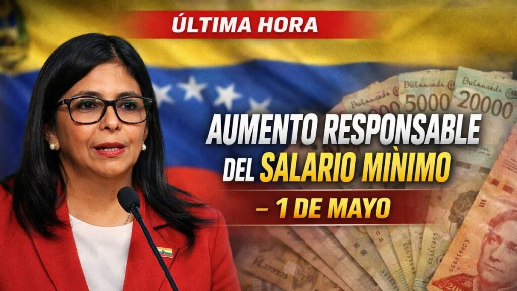 Delcy Rodríguez anuncia aumento “responsable” del salario mínimo para el 1 de mayo en Venezuela